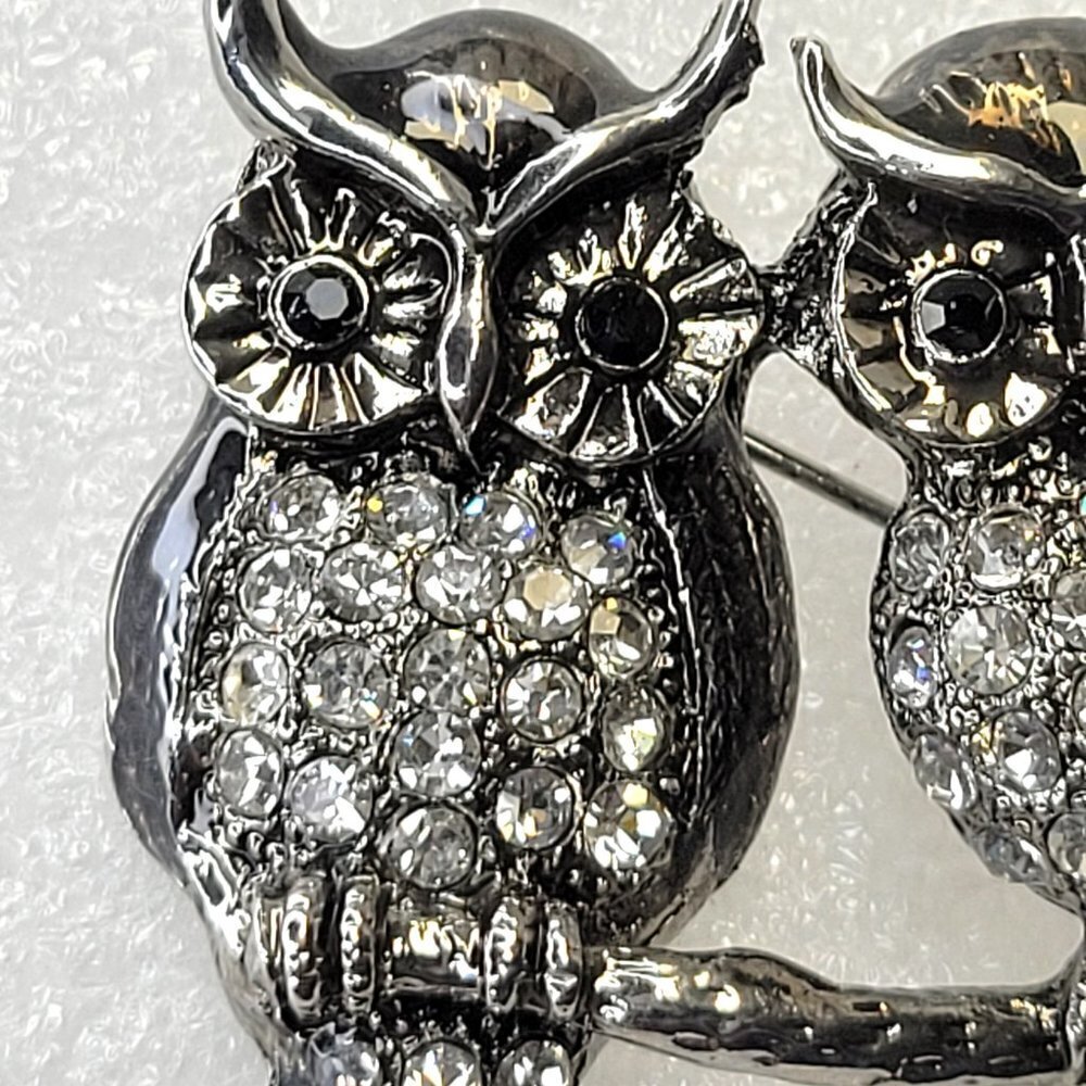 Two Owls Brooch Pin - Picture 9 of 11